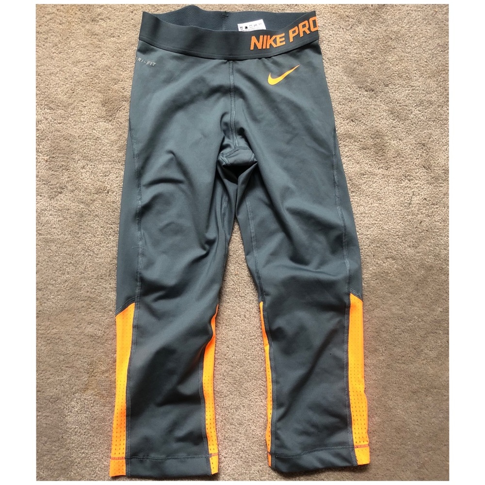 Nike Pro Orange and Grey Capris